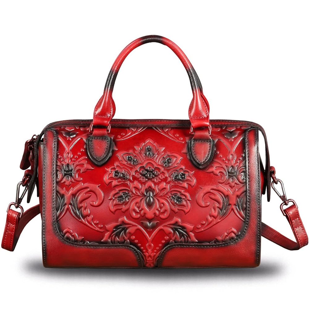 Genuine Leather Top Handle Handbag Handmade Vintage Satchel Retro ^-^